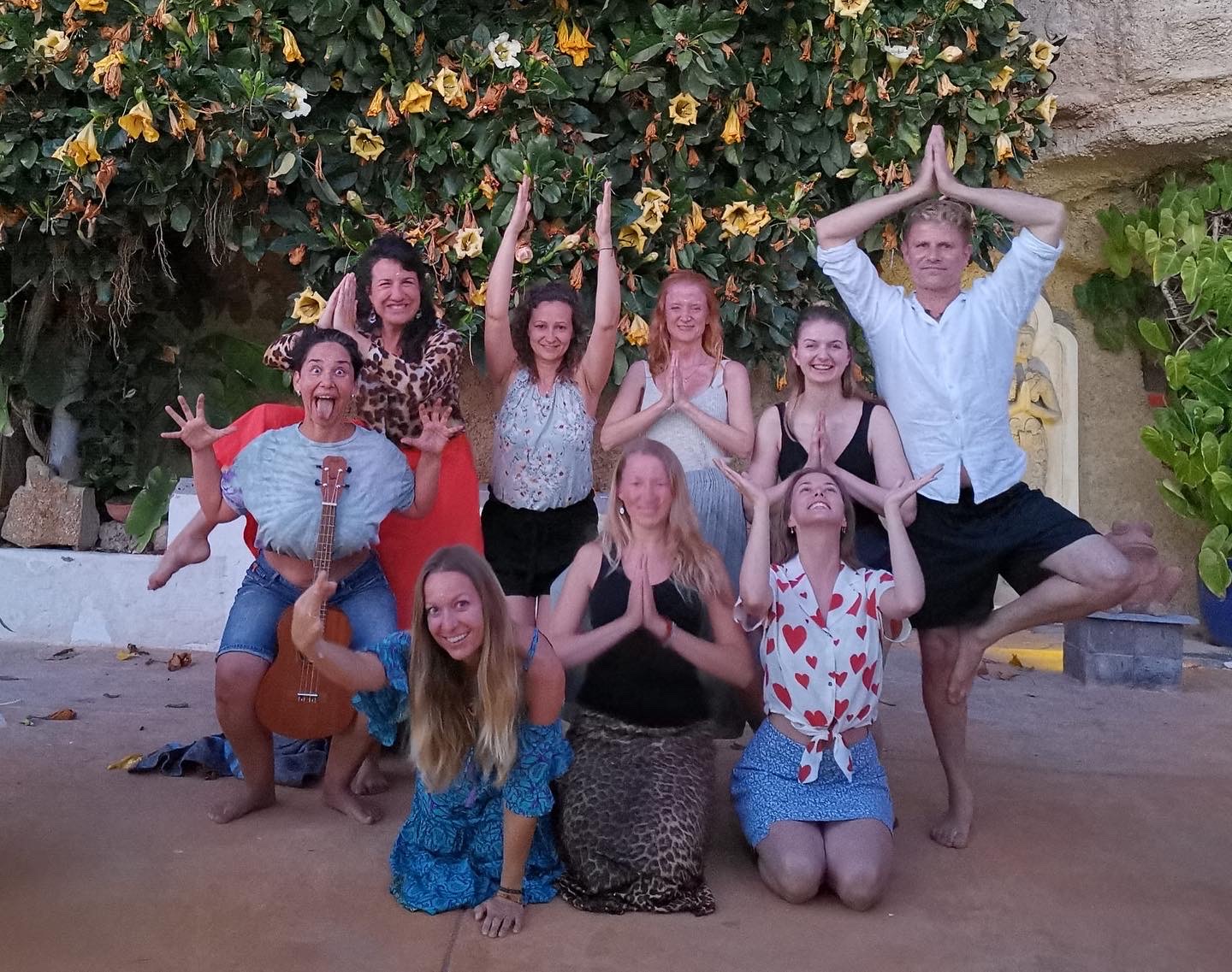 Group photo after yoga at the Heart Connection Retreat in Tenerife