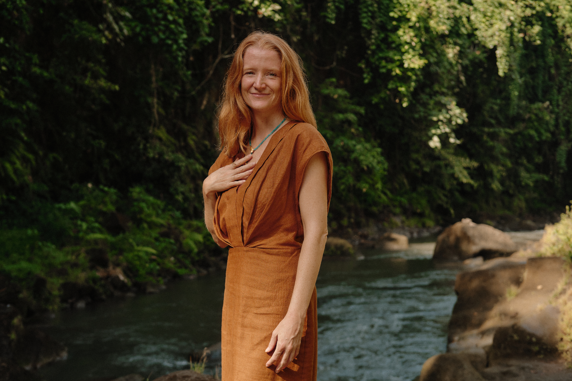 Joanna in the open-air yoga shala